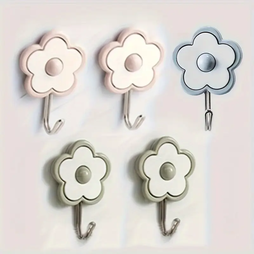 DOOR HOOKS 5PC FLOWER